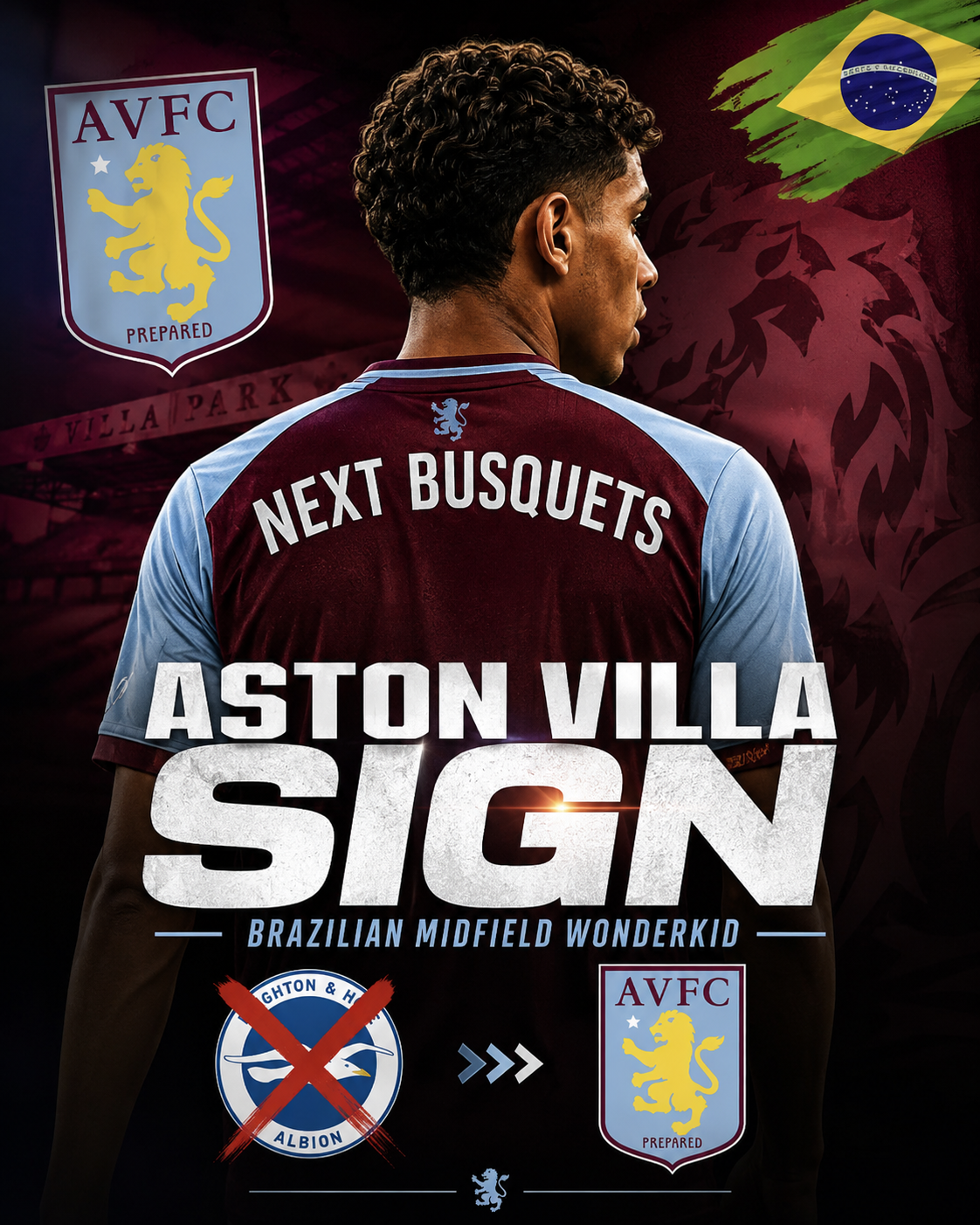 You are currently viewing BREAKING: Aston Villa Beat Brighton to Sign Brazilian Midfield Wonderkid Dubbed the ‘Next Busquets’