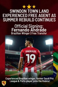 Read more about the article SWINDON TOWN LAND EXPERIENCED FREE AGENT AS SUMMER REBUILD CONTINUES
